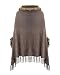 LADIES WOMEN FAUX FUR COLLAR TARTAN CHECK WINTER SHAWL CAPE PONCHO WRAP CARDIGAN[MOCHA,One Size: Regular]