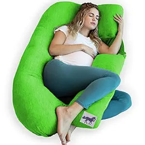 Blue Horse Microfiber Solid Modern U Shape Maternity/Pregnancy Pillow for Pregnant Women - Pack of 1 (Green)