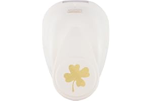 Vaessen Creative Perforadora Trébol de Cuatro Hojas, 1,5 cm, 1 Unidad, hasta 160g, para Manualidades y Scrapbooking, Metal, Blanco y Rosa, small