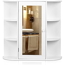 HOMFA Armario de pared con espejo Armario de baño 66*17*63cm