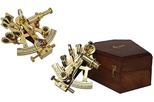 NAUTICAL REPLICA HUB Sextant antico di navigazione di navigazione marina nautica con la scatola di legno solida