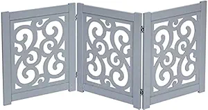 NEOCOLOURS Wooden Freestanding Fold-able Safety Gate for Child, Step Over Fence, Kids Safety Gate for The House, Doorway, Stairs, Extra Wide (Espresso, 24X54 inch 3 Panels)