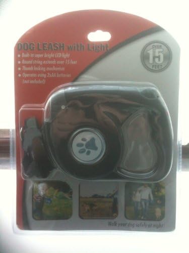 15 Feet Retractable Dog Leash with Big 3 Bulb LED Light