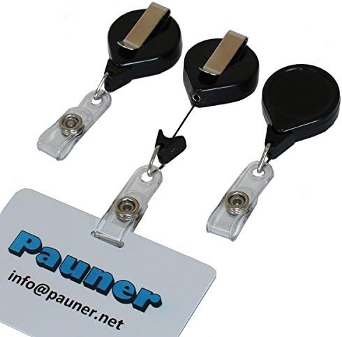 Retractable Badge Holder - Id Holder Card Reel - No Twist Design Badge Reel - Pack of 3 Pcs Pauner Id Badge Reels