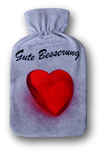 Super weicher und anschmiegsamer Wärmflaschenbezug / Wärmflaschenüberzug mit modernem Fotoprint - mit wunderschönen Motiven - 1 Liter - trendiger Fotoprint - aus Kurzplüsch - super soft und flauschig - 1L - neu aus dem KAMACA-SHOP (Herz)
