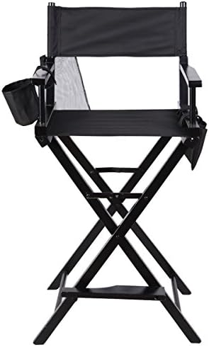 Alondy Heavy Duty Folding Makeup Telescopic Artist Director Chair Wood Foldable with Armrest Footrest Side Bags Water Bottle holder