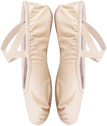 Ballet Flats Shoes Soft Canvas Dance Shoes Gymnastics Dancing Slippers with Divided Leather Sole for Girls and Wommen(Black, 31 = The length of the foot:200mm)