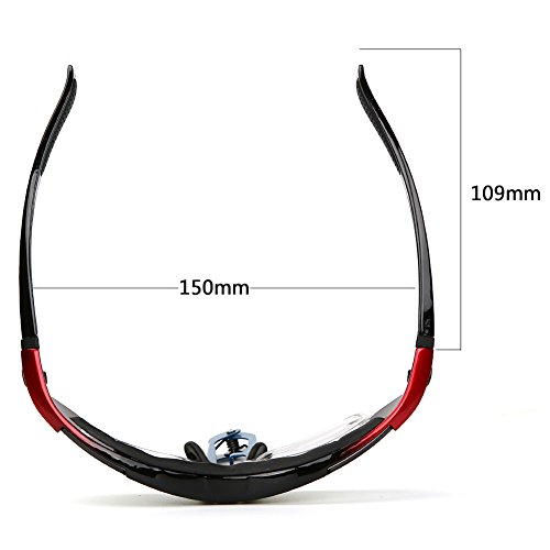 Radbrille Polarisiert Sportbrille QHUI UV400 Outdoor Biegbaren Nasenbügel mit 5 Wechselbare Linsen für Skilaufen Golf Radfahren Laufen Angeln Baseball - 3