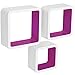 Produktbild WOLTU RG9236la Wandregal Cube CD DVD Regal Dekoregal Regalsysteme, 3er Set Retro Hängeregal Würfel, Weiß-Lila