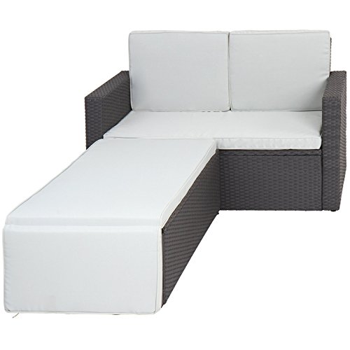 Miadomodo Multifunktionale Polyrattan Gartenmöbel Sofa Couch Gartencouch Gartenliege Ecksofa witterungsbeständig inkl. Abnehmbare Kissenbezüge mit Farbwahl