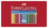 Faber Castell 112435 - Estuche de metal con 36 ecolápices triangulares de colores Grip, acuarelables, lápices escolares, multicolor