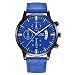 Produktbild YEARNLY Herren Mode Wasserdichte Männer Militär Sport Chronograph Schwarz Leder Armbanduhr Design Business Datum Kalender Modisch Analog Quarzuhr