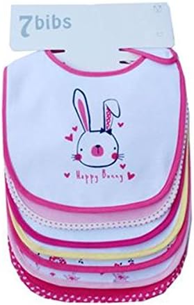 Double Layer Cotton with Waterproof Back Bandana Drool Soft Absorbent Drooling Bibs (7 Pieces) (baby girls)