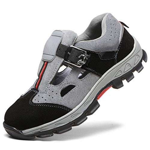 Preisvergleich Produktbild Sicherheits-Sandalen Sicherheitsschuhe Arbeitsschuhe Herren, S1 Sicherheit Stahlkappe Stahlsohle Anti-Perforations Luftdurchlässige Schuhe,Gray,EU44