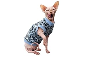 Kotomoda Tee-shirt pour chat en velours bio Motif léopard bleu Taille XS