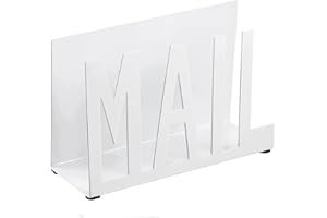 KALUROIL Mail Halter Weiss Metall Brief Sortierer Tischplatte Mail Ausschnitt Veranstalter Mail Brief Dokumenten Ständer mit Brieföffner für Desktop Haus Büro Schule（Weiss）