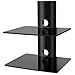 Produktbild 1home Bracketsales123 Multimedia Wandregal TV Rack HiFi Rack Möbel Wandhalterung für DVD Player Glasregal Wandboard mit 2 Glas-Ablagen Sicherheitsglas und Kabelmanagement-System Schwarz