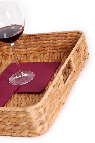VIVANNO Großes Tablett Korb Tischkorb Wasserhyazinthe ‚Tim‘ 50x40cm - 2