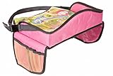Childrens Travel Tray – Kids Snack and Play Tray for Car Bus Train and Plane Journeys – Small – Pink – By Driving With Kids – Works on Buggy and Pushchair ()