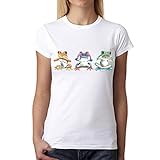 Tres Ranas Sabias Animales Mujer Camiseta Blanco XL