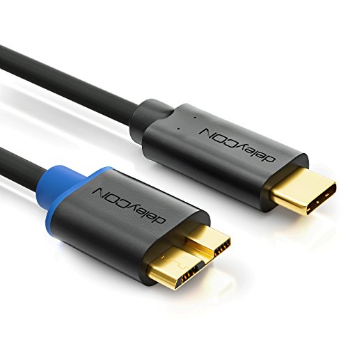deleyCON 1,5m USB Kabel / Stecker Typ 3.1 / C auf micro USB / USB 3.0 Speed 5 Gbit/s / Ladekabel Datenkabel / für z.B. Smartphone / Tablet / Notebook / Ladegerät – Schwarz - 2