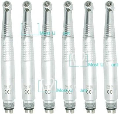 6pcs Dental Lab Push Button KAVO Style Optic Fiber High Speed Handpieces Air Driven Self-Power Illuminated LED Lamp 4Hole Triple Spray