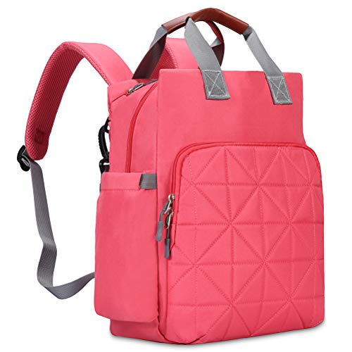 HaloVa Diaper Bag, Baby Nappy Changing Bag, Maternity Mommy Daddy Travel Shoulders Backpack, with Thermal Insulated Bottle Pockets, Wet Cloth Pocket, Toiletry Bag and Key Bag, Red