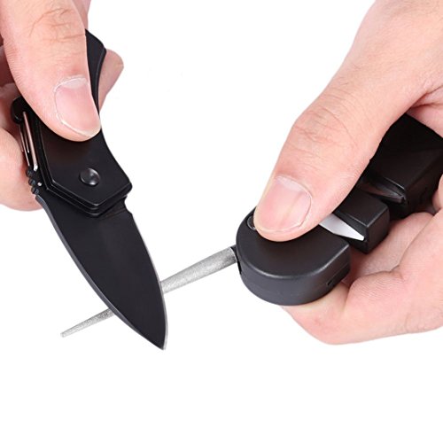 Aseun Messerschärfer 2 Stufen Mini Messerschleifer Knife Sharpener mit Schlüssel Kette - 4