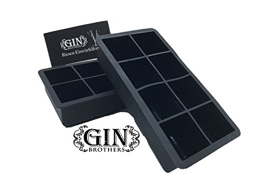 2er Pack XXL-Eiswürfelform für je 8 Eiswürfel, 5×5 cm Eiswürfel, riesige Eiswürfelform, 100 % BPA frei, Lebensmittelecht, kühlt lange und verwässert nicht. - 2