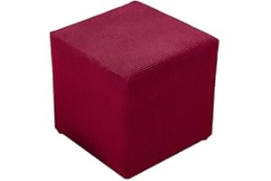 ZGantrix Ottomane Schonbezug Hockerbezug, Hocker Hussen für Quadratische Fußhocker, Stretch Bezug Ottomane Abdeckung Überzug Hocker Protector Waschbar Hockerabdeckung,45x45x35cm Burgundy