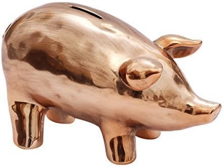 Piggy Bank Ceramic Silver Copper XXS - XXL Money Box Pig Wedding Gift Birth Child Baptism Birthday Baby Money Box Selection Money Gift Large Small Vintage - Copper, Groß - Ohne Gravur