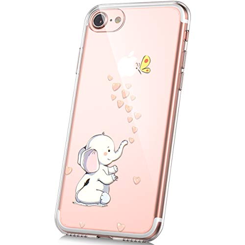 JAWSEU iPhone 8 Hülle,iPhone 7 Hülle, iPhone 7/8 Silikon Hülle, Gemalt Muster TPU Silikon Schutz Handy Hülle Handytasche Etui Schale Schutzhülle Case für iPhone 7/iPhone 8 - Elefant