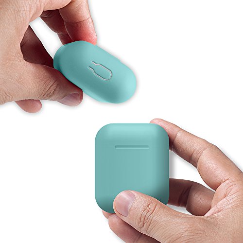 AirPods Case Protective  FRTMA Silicone Skin Case with Sport Strap for Apple AirPods  Ice Sea Blue