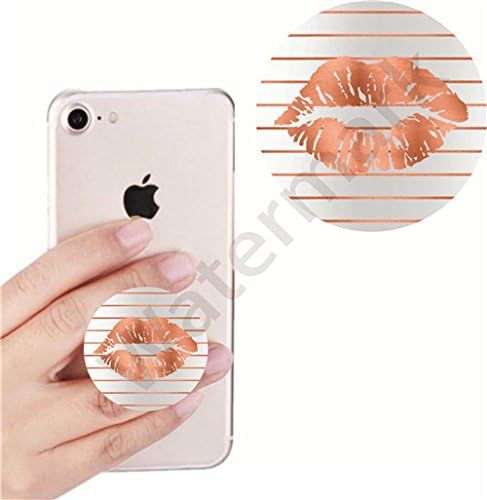 Rqumaog Multi-Function Mounts and Holder,Smart phones and Tablets Bracket,Expanding Stand and Grip for Smartphones and Tablets,cellular phone Holder socket Collapsible gray rose gold blush copper makeup lips kiss(white)
