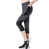 Trockenhaltend - Bei dem schweißabsorbierenden 3/4 Sport Tights, das atmungsaktive Mesh-Einsätze Design verwendet, Belüftung zu erhöhen, wohle Tragengefühl.