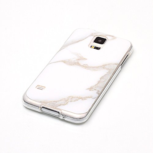 Cozy Hut Für Samsung Galaxy S5 Handyhülle mit Marmor / Marble Design(weiß / grau) | Handytasche | | Schale | | Hülle | | Case | Handy-etui | TPU-Bumper | Soft Case | Schutzhülle Cover für den optimalen Schutz ihres Samsung Galaxy S5 (5,1 Zoll) – Jade weißer Marmor - 3