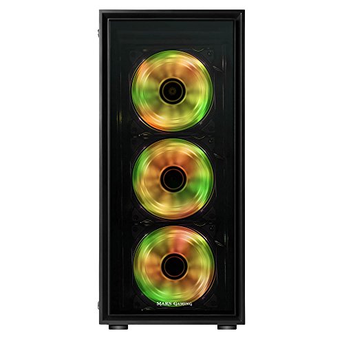 Mars Gaming MC7 - Caja de Ordenador Gaming  semitorre  ATX  Incluye 3 Ventiladores Frontales RGB 120mm  VGA hasta 341mm  Cristal Templado  Apta para Refrigeraci  n L  quida   Negro