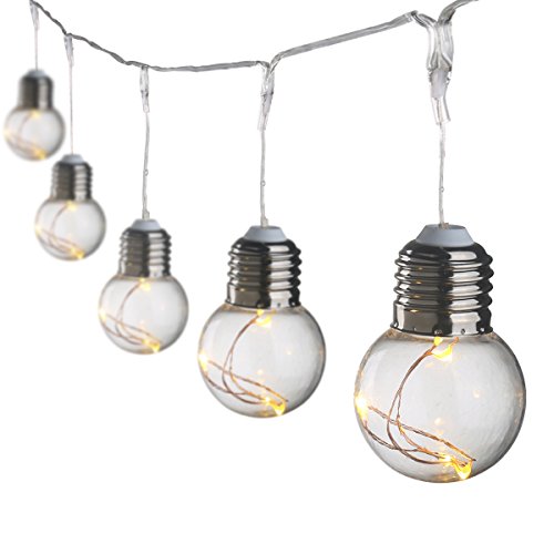 LE Birne Lichterkette 6M gelbwarmweiß 4.5w IP44 Wasserfest Kugel Kupferdraht Beleuchtung Deko für Party Weihnachten Dekolampe 25 Birnen - 8