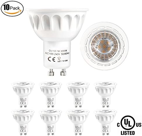SUNMEG GU10-7W LED Lamp MR16 Light, Warm White (3000K) 220V-240V, 35 degree Angle, Energy Saving 7W 540 Lumen Replaces 70W Halogen Lamp (10 Pack)