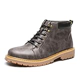  Botas de Hombre Relajado Botas cálidas otoño-Invierno Anti-Deslizamiento Resistente a la abrasión Ronda Toe conexión acogedora Zapatos de Encaje 42