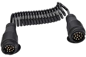 Frogetu Cable en espiral de 13 pines, cable de remolque de 12 V, cable de extensión de 3 m, conector de remolque de 13 pines a 13 pines, adaptador para enganche de remolque, camiones, caravanas