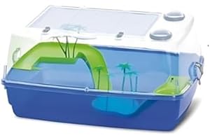 PET'S MARKET Corfù Tartarughiera Acquario per tartarughe d'acqua,Tartarughe adulte e piccole,Tartarughiera chiusa con coperchio rimovibile,doppia chiusura di sicurezza,apertura superiore,con isola,palme 53x38x25.5