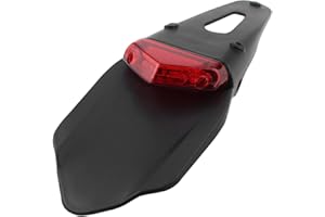 KaTur ‒ Guardabarros trasero con luz trasera de freno LED para motocicleta de motocross, enduro (lente roja)