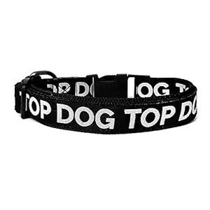 That Dog In Tuxedo TOP Dog - Dog Collar - Adjustable and Strong (Black) (Size S)