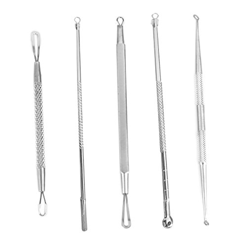 Rostfrei Stahl Mitesser Pickel Makel Extractor Entferner Werkzeug Kit 5 Stück - 7
