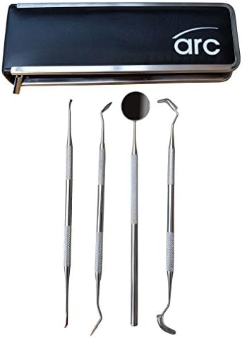 ARC Premier Dental Hygiene Instruments Kit | Mouth Mirror, Sickle Scaler, Tartar Remover &amp; Dental Probe Cleaning Tools | Remove Plaque &amp; Food, Clean Teeth, Maintain Oral Health, Protect Gums &amp; Enamel