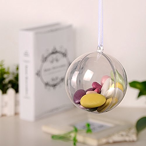 Ailiebhaus 15er Set Weihnachtskugeln transparent Verzierung Dekoration DIY Kunststoff-Kugel Ornament,80mm 5*Herz, 5*Sterns, 5*Balls - 4