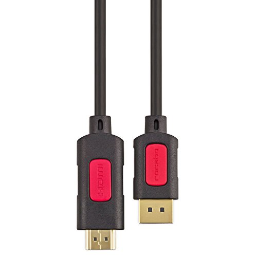 rocabo 1020 DisplayPort zu HDMI Kabel, Displayport (DP) auf HDMI, DisplayPort (Stecker M) zu HDMI (Stecker A), für PC, Computer, TV, Beamer, inkl. Audio-Übertragung, 1080p FULL HD, 3,00m, schwarz - 3