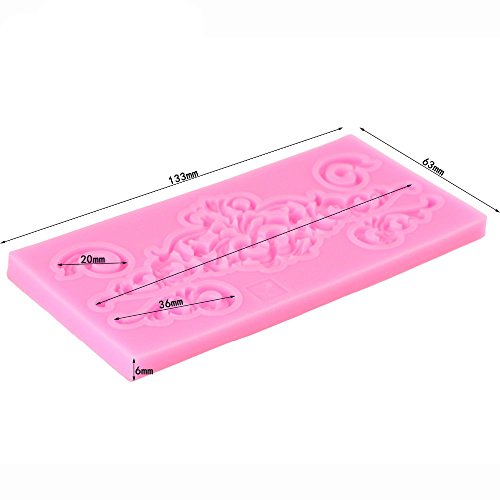 Yalulu 5 Stück Barock Blumenrebe Form Silikon Formen 5-Teiliges Set, 3D Silikon Backform für Kuchen-Fondant Dekorieren - 4