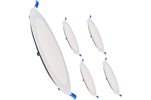 ILUMINASHOP ® Downlight 20W LED 2000 Lúmenes. Panel Extraplano Circular Redondo. Diámetro de Corte Estándar 200mm. Aluminio. [Driver Incluido] (Pack 5x, Blanco Frío (6000K))